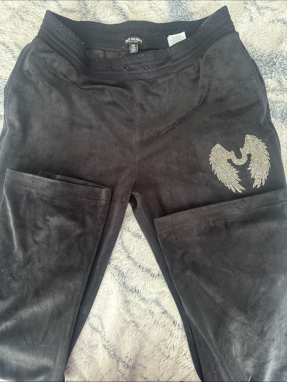 True Religion Black Lounge Pants with Rhinestone LOGO ***CLOSET CLEAN OUT***